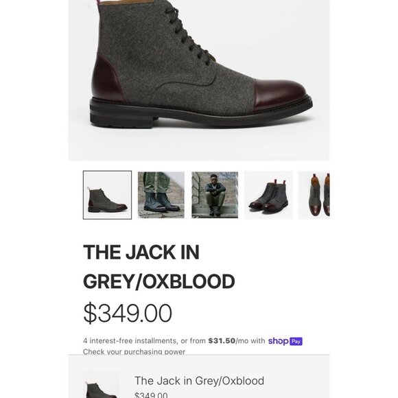 TAFT The Jack Boot in Grey Oxblood Size 45 EU / 12 US NEW IN BOX main image 10